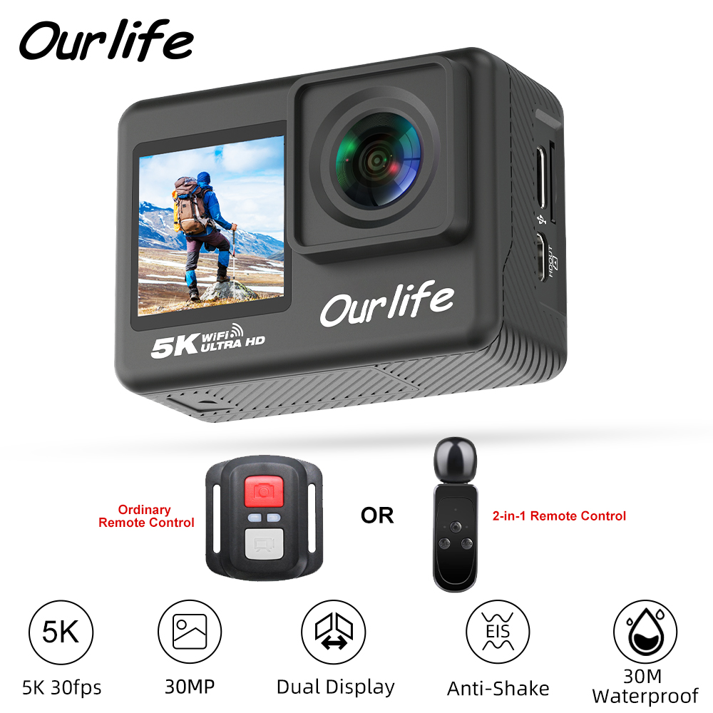 Photographic Memory - Экшн-камера Ourlife 5K30FPS, 2,0-дюймовый сенсорный ЖК-дисплей